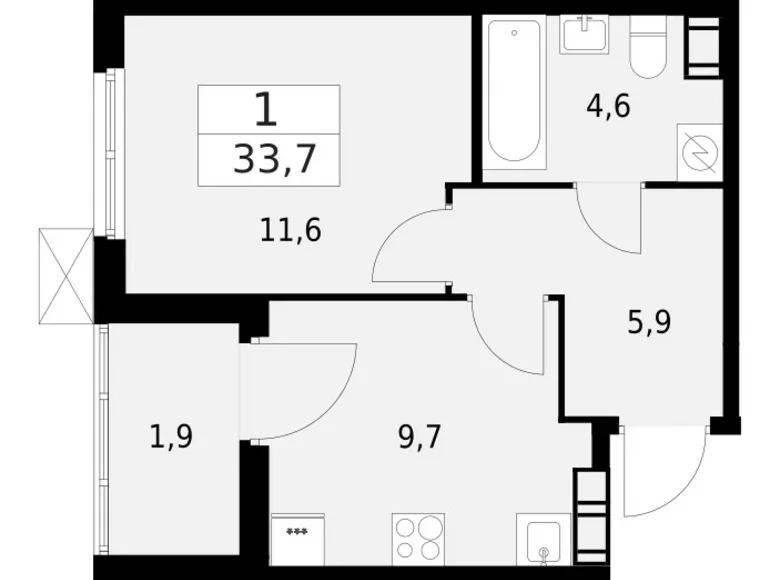 Appartement 1 chambre 34 m² Krasnoye Selo, Fédération de Russie