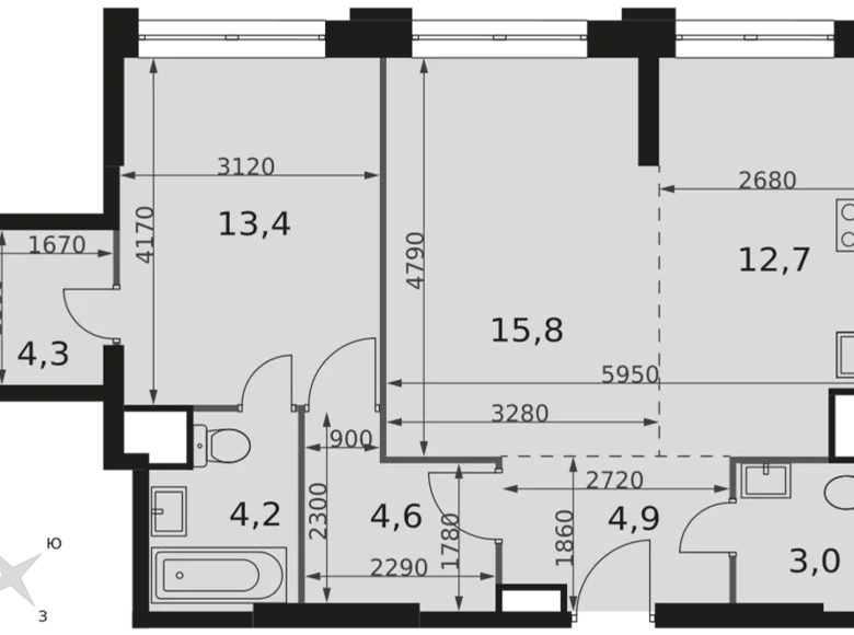 Mieszkanie 2 pokoi 63 m² North-Western Administrative Okrug, Rosja