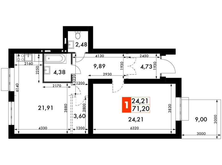 Appartement 1 chambre 71 m² Odincovskiy gorodskoy okrug, Fédération de Russie