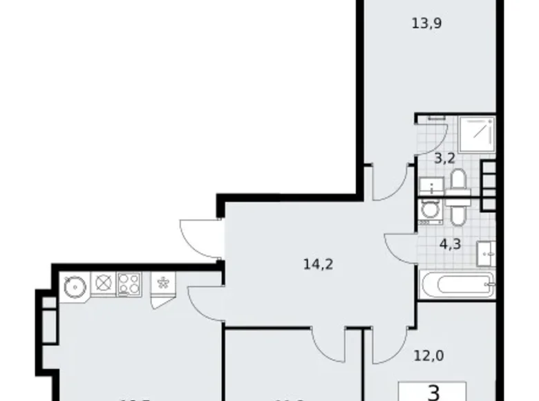 Appartement 3 chambres 79 m² Vnoukovo, Russie