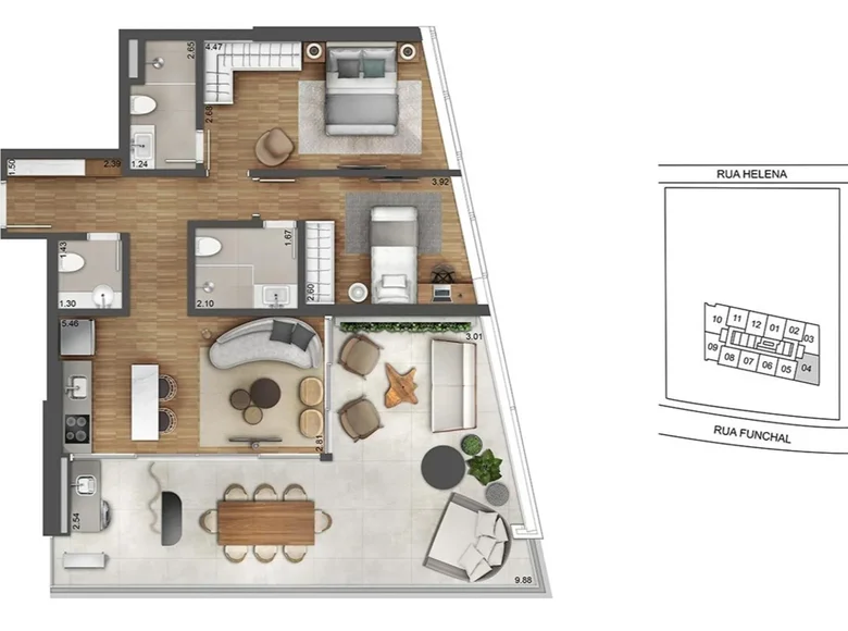 Appartement 54 m² Région Sud-est, Brésil