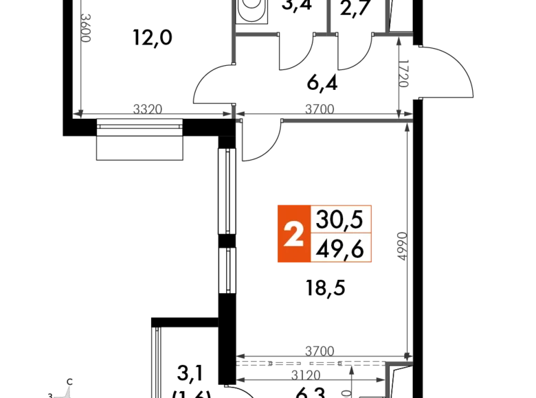 Квартира 2 комнаты 50 м² Развилка, Россия