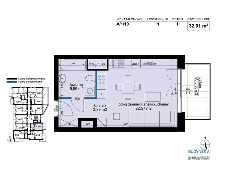 Appartement 1 chambre 32 m² Poznań, Pologne