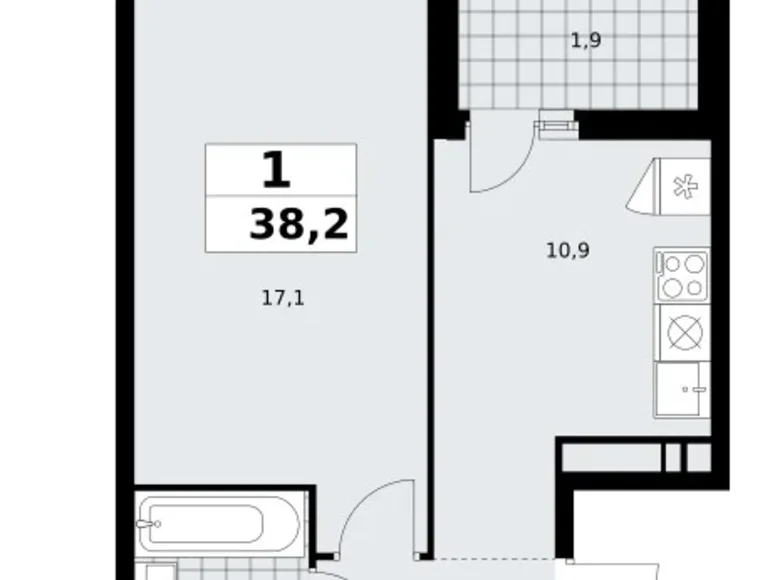 Apartamento 1 habitación 38 m² poselenie Sosenskoe, Rusia