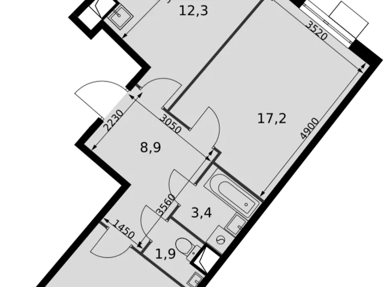 2 room apartment 58 m² Razvilka, Russia