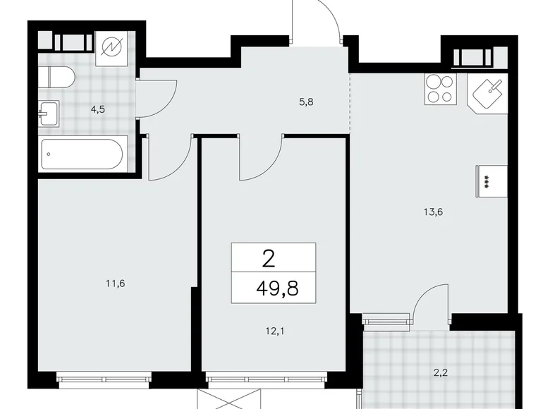 Квартира 2 комнаты 50 м² Красное Село, Россия