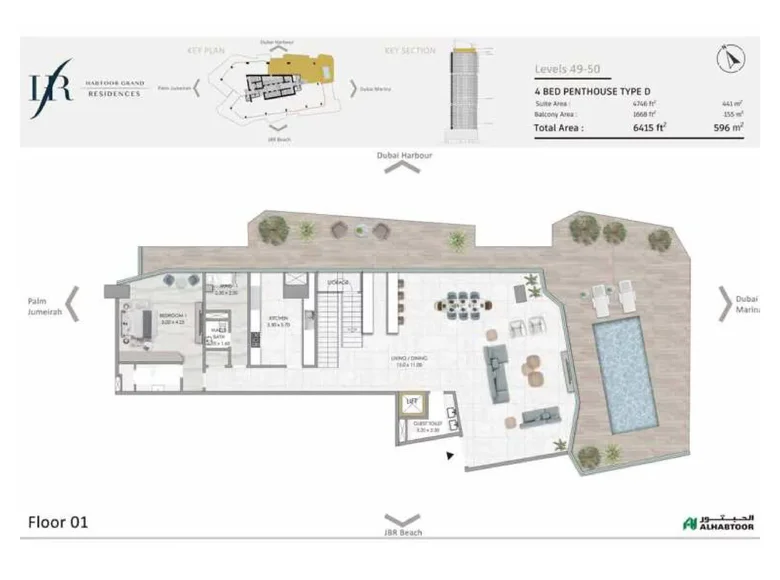 Ático 4 habitaciones 596 m² Dubái, Emiratos Árabes Unidos