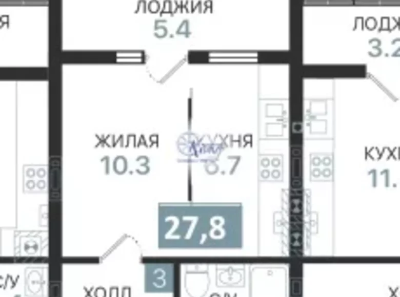 Квартира 1 комната 28 м² Балтийск, Россия