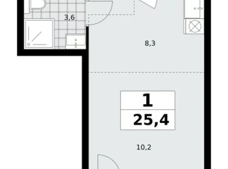 Mieszkanie 1 pokój 25 m² Moskwa, Rosja