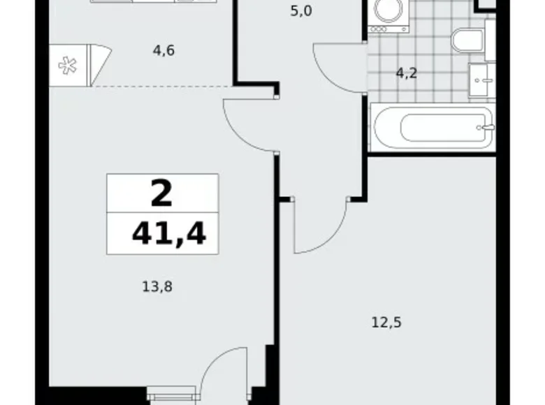 Квартира 2 комнаты 41 м² Москва, Россия