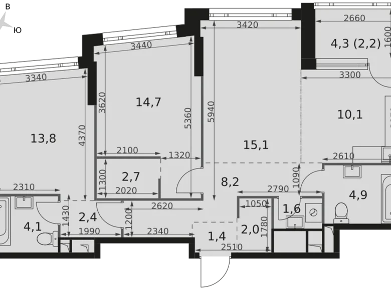 3 room apartment 83 m² Moscow, Russia