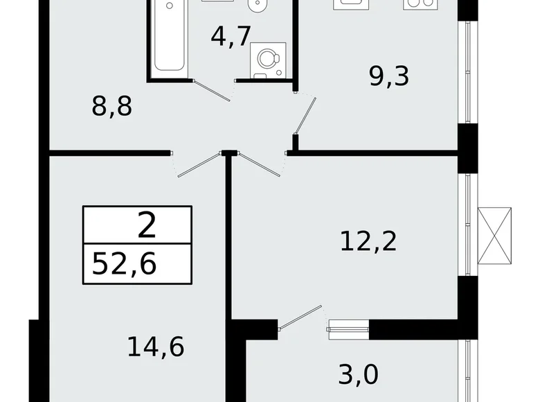 Квартира 2 комнаты 53 м² Всеволожск, Россия