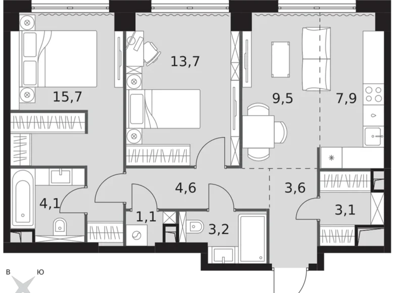 Wohnung 3 zimmer 67 m² Nordwestlicher Verwaltungsbezirk, Russland