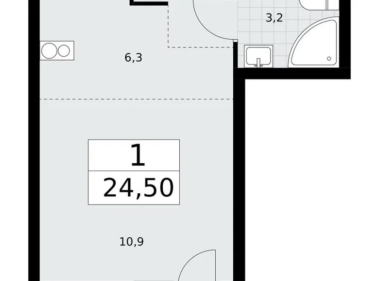 Apartamento 1 habitación 25 m² Postnikovo, Rusia