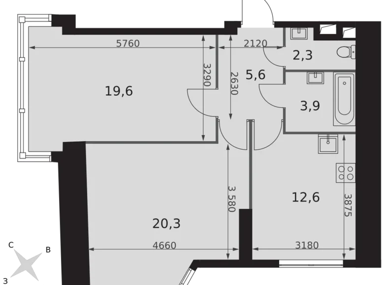 Квартира 2 комнаты 64 м² район Коньково, Россия