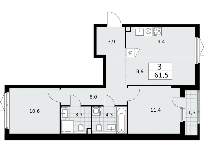 Wohnung 3 zimmer 62 m² poselenie Sosenskoe, Russland