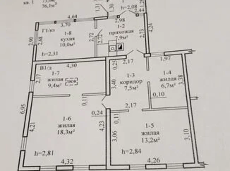 Квартира 4 комнаты 76 м² Могилёв, Беларусь