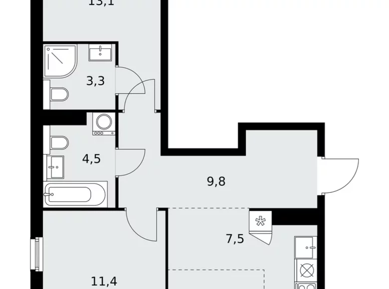 Apartamento 3 habitaciones 61 m² poselenie Sosenskoe, Rusia