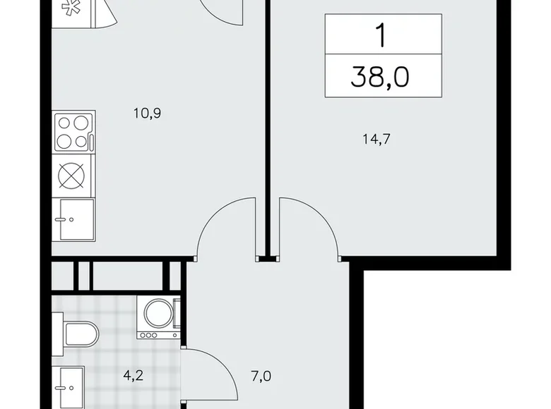 Apartamento 1 habitación 38 m² Moscú, Rusia