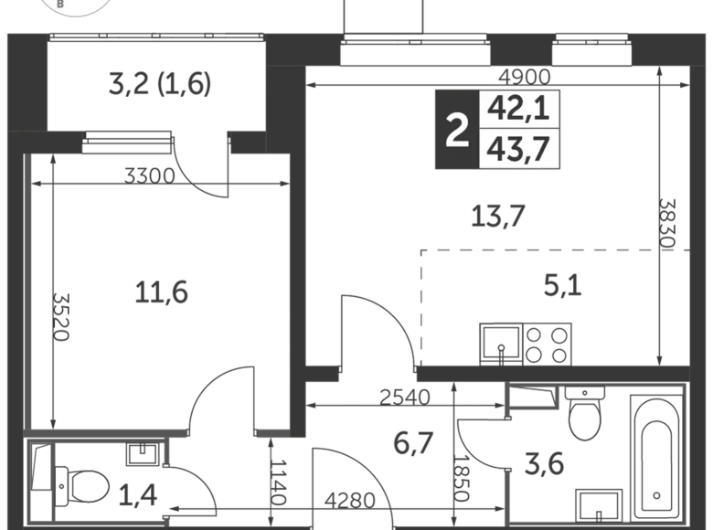 Mieszkanie 2 pokoi 44 m² Nekrasovka District, Rosja