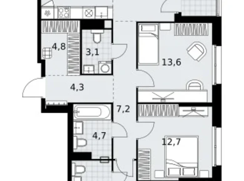 Квартира 4 комнаты 115 м² район Коммунарка, Россия