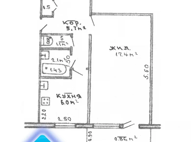 Wohnung 1 zimmer 33 m² Retschyza, Belarus