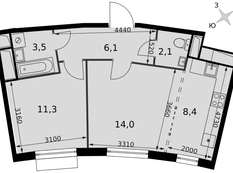 Appartement 2 chambres 46 m² Razvilka, Fédération de Russie