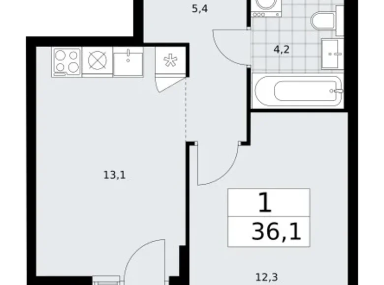 Mieszkanie 1 pokój 36 m² Troick, Rosja