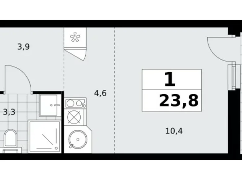 Apartamento 1 habitación 24 m² Moscú, Rusia