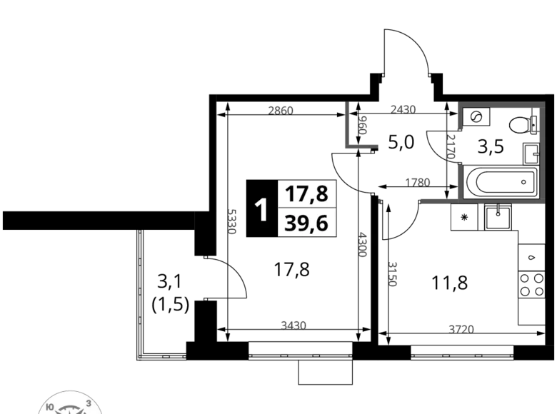 Appartement 1 chambre 40 m² Khimki, Fédération de Russie