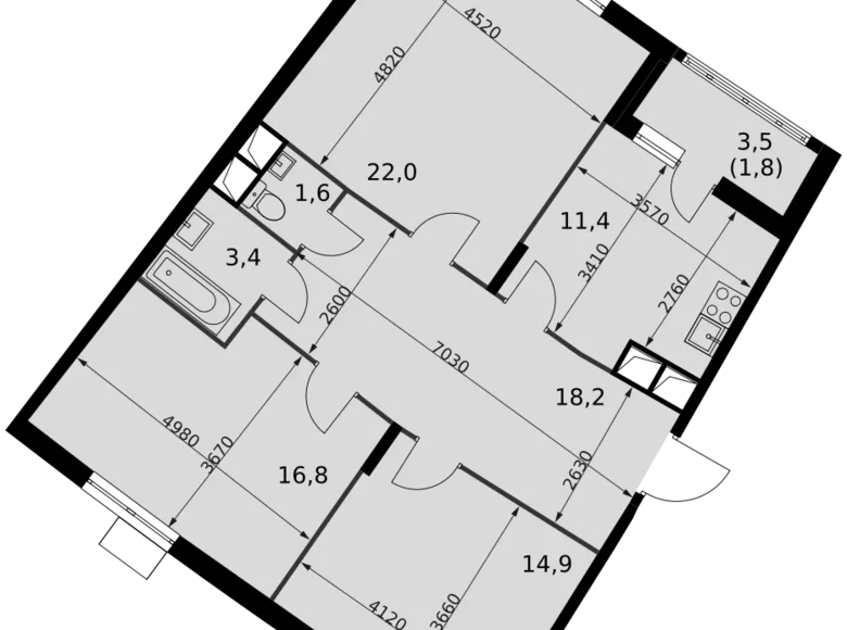 Appartement 3 chambres 90 m² Razvilka, Fédération de Russie