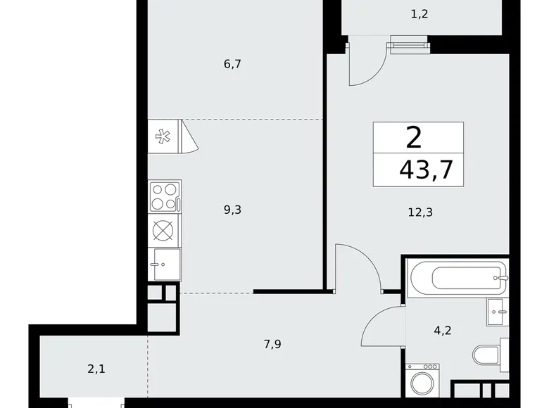 Mieszkanie 2 pokoi 44 m² poselenie Sosenskoe, Rosja