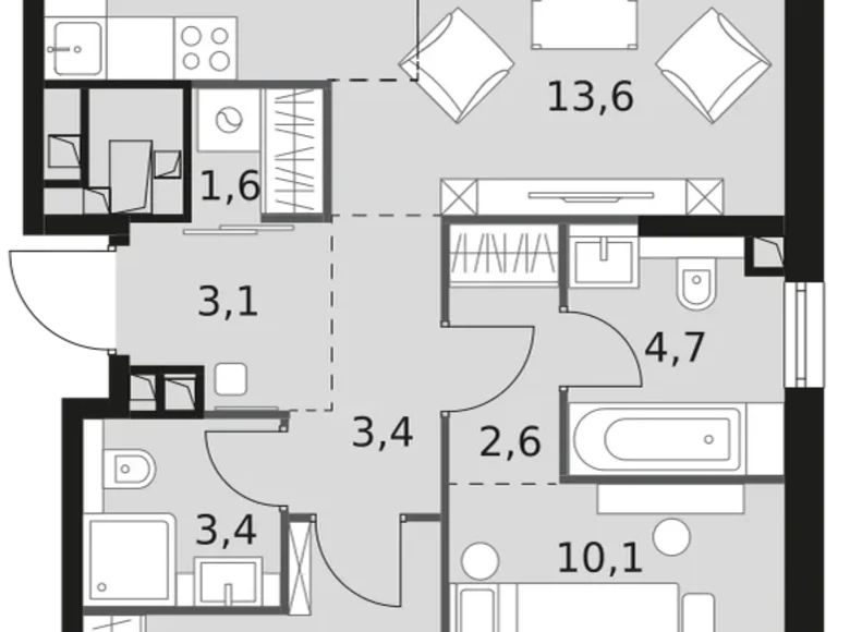 Wohnung 3 zimmer 68 m² Moskau, Russland