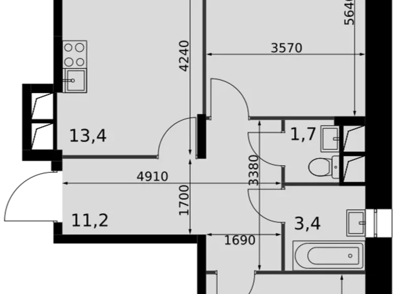 Wohnung 2 zimmer 64 m² Razvilka, Russland