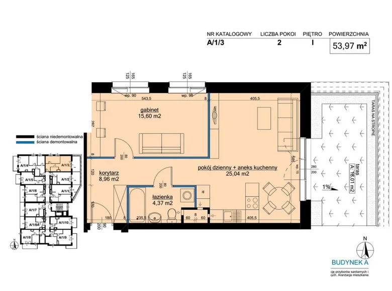 Квартира 2 комнаты 54 м² Познань, Польша