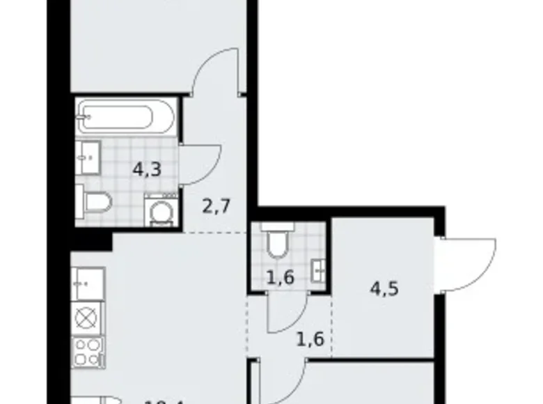Apartamento 2 habitaciones 58 m² Troitsk, Rusia