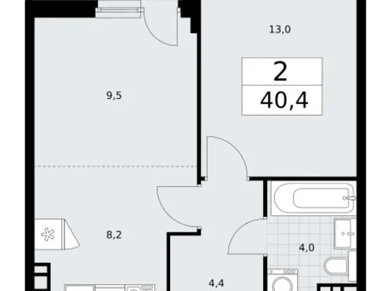 Квартира 2 комнаты 40 м² район Внуково, Россия