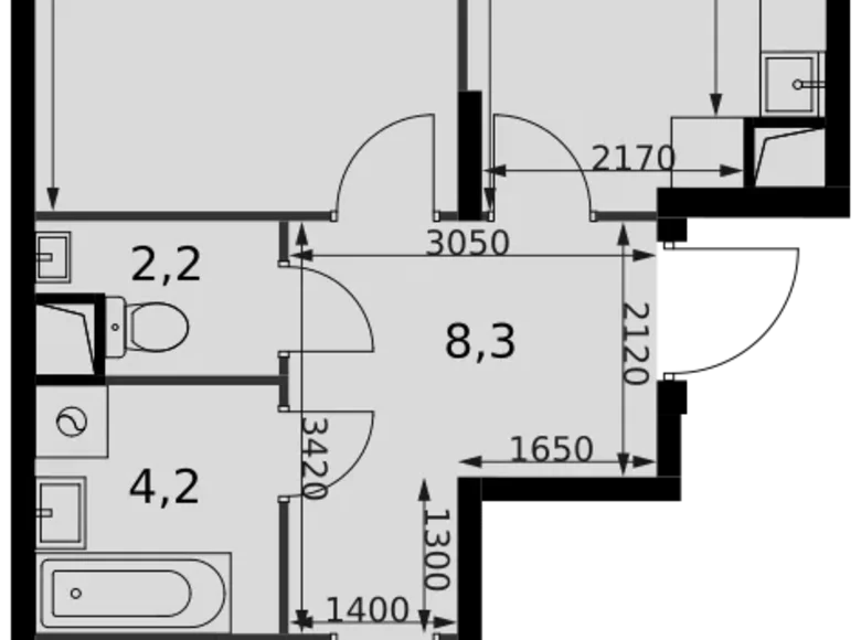 Appartement 2 chambres 61 m² Razvilka, Fédération de Russie