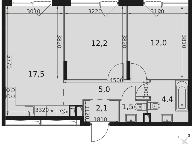 Mieszkanie 2 pokoi 55 m² Rostokino District, Rosja