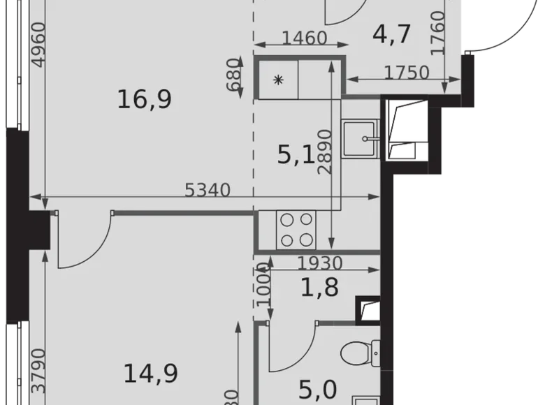 Mieszkanie 2 pokoi 53 m² North-Western Administrative Okrug, Rosja