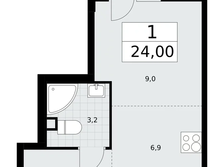 Квартира 1 комната 24 м² Postnikovo, Россия