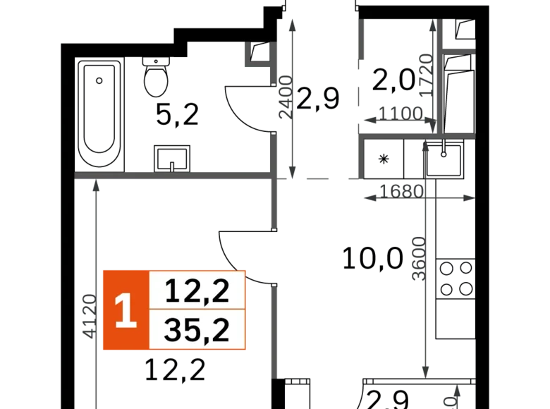 Mieszkanie 1 pokój 35 m² North-Western Administrative Okrug, Rosja