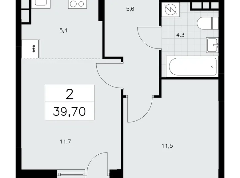 Apartamento 2 habitaciones 40 m² Kommunarka, Rusia