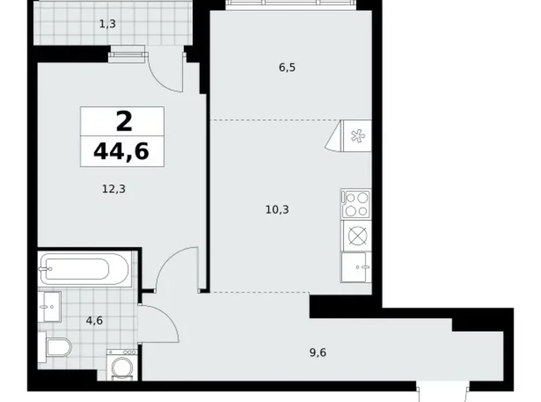 Appartement 2 chambres 45 m² poselenie Sosenskoe, Fédération de Russie