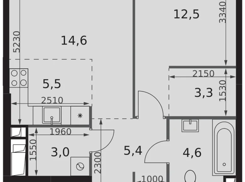 Квартира 2 комнаты 49 м² Москва, Россия