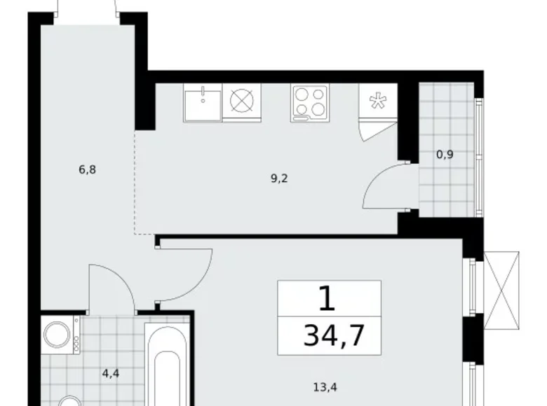 Wohnung 1 zimmer 35 m² poselenie Sosenskoe, Russland