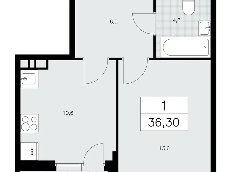 Wohnung 1 Zimmer 36 m² poselenie Sosenskoe, Russland