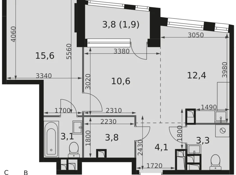 Wohnung 2 zimmer 55 m² Moskau, Russland