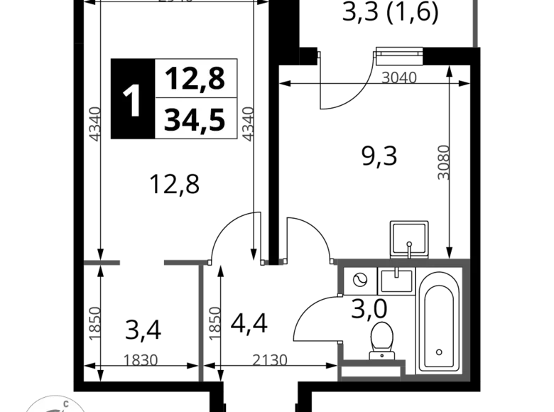 Mieszkanie 1 pokój 35 m² Potapovo, Rosja