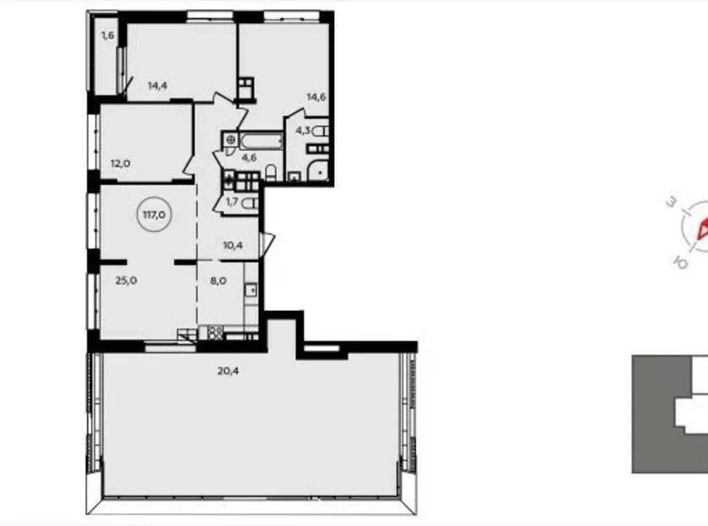 4 room apartment 119 m² Moscow, Russia